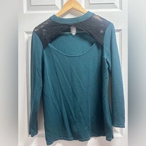 Torrid teal Long-Sleeve Lace Yoke Women's Top